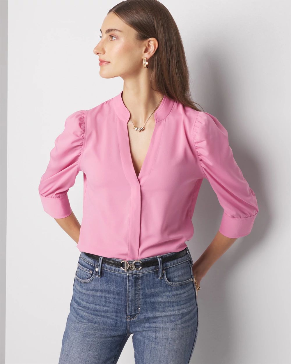 Ruched sleeve shirt discount